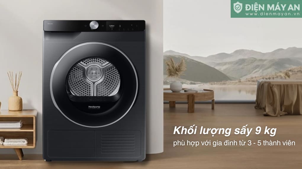 Máy sấy bơm nhiệt Samsung 9 kg DV90T6240LB/SV